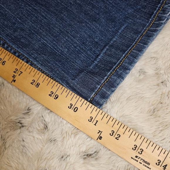 Haksever Medium Wash Boot Cut Mid Rise Jeans Hemmed 34x34 hemmed to 31 - Picture 11 of 15